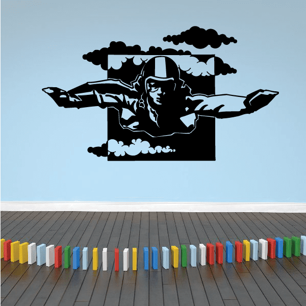Skydiving contrast decal: black-and-white skydiver figure in jump pose
