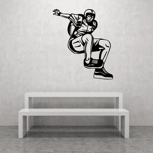 Skydiving diver landing decal, black-and-white parachute jumper graphic