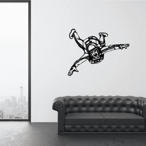 Skydiving drifting forward decal with black skydiver in forward spread pose
