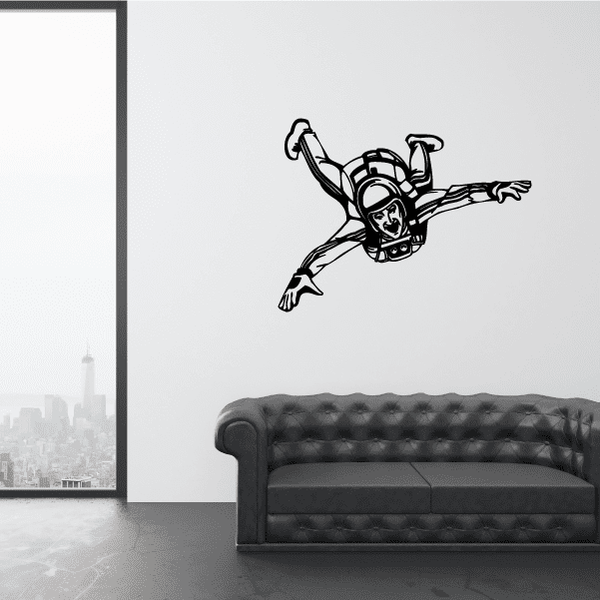Skydiving drifting forward decal with black skydiver in forward spread pose