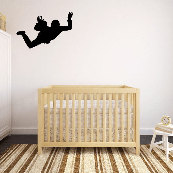 Black skydiving silhouette wall decal with arms out