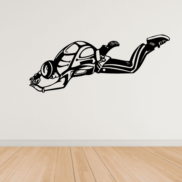Skydiving shifting decal showing a black-and-white skydiver in a suit