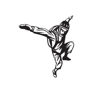 Skydiving wall decal of helmeted diver with arms stretched, black outline
