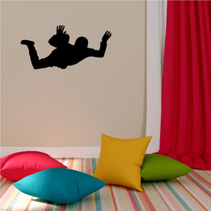 Black skydiver silhouette wall decal with arms out