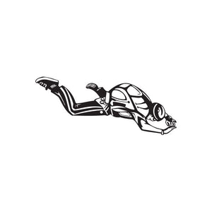 Skydiving decal of a skydiver in black-and-white suit, arms forward