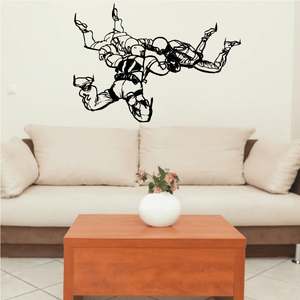Skydive trio ring group wall decal, black outlined parachutists in midair