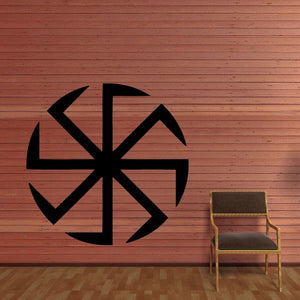 Black Kolovrat rune decal with geometric arrow-like symbol