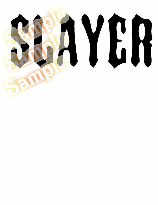 Black gothic text decal with large arched lettering