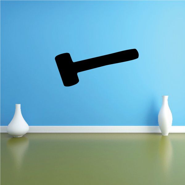 Black sledgehammer wall decal with angled handle