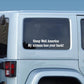 Sleep Well America airman decal with 'My airman has your back!' on car window