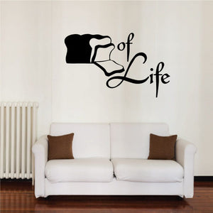 Slice of Life decal with black coffee cup and 'of Life' lettering