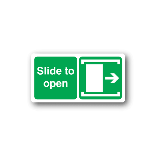 Image of Slide To Open Safety Sign Wall Decal - Vinyl Sticker - Car Sticker - Die Cut Sticker - CD169