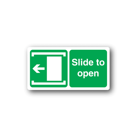 Image of Slide To Open Safety Sign Wall Decal - Vinyl Sticker - Car Sticker - Die Cut Sticker - CD170