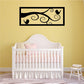 Small birds wall decal with branch and swirls, black silhouettes in rectangular frame