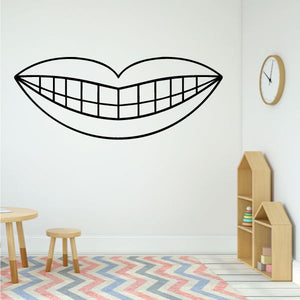 Smile wall decal vinyl sticker with black outlined open mouth grin