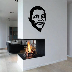 Smiling face wall decal with bold black outlined portrait and simple grin