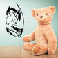 Smiling rhino peeking wall decal with black outline and open smile