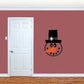Smiling snowman face printed die-cut decal with black hat and orange carrot nose