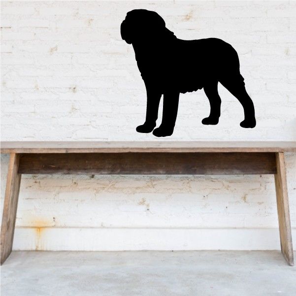 Smooth Saint Bernard dog decal, black silhouette standing