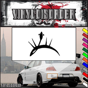 Snake with spikes decal with black eye and spiky lines on white backing