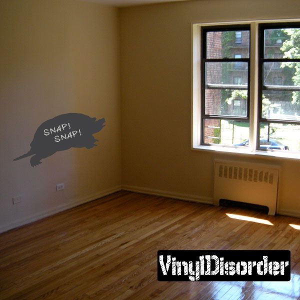 Snapping turtle chalkboard wall decal with two “SNAP!” word bubbles