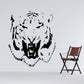 Snarling tiger head decal with black and white graphic, fierce open mouth