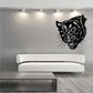 Snarling panther face wall decal in black with detailed snarling design