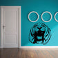 Snarling tiger wall decal with black tiger face and three white rings