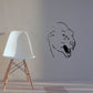 Snarling wild cat head wall decal, black outline with open mouth