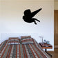 Black owl gliding wall decal silhouette with spread wings