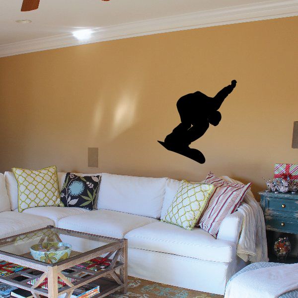 Black snowboard wall decal vinyl sticker, skate silhouette design