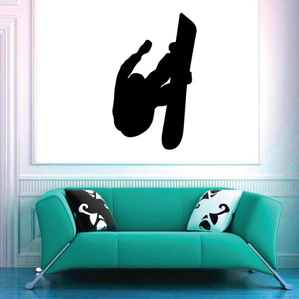 Black snowboarder wall decal silhouette