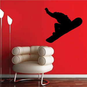 Black snowboard rider wall decal silhouette