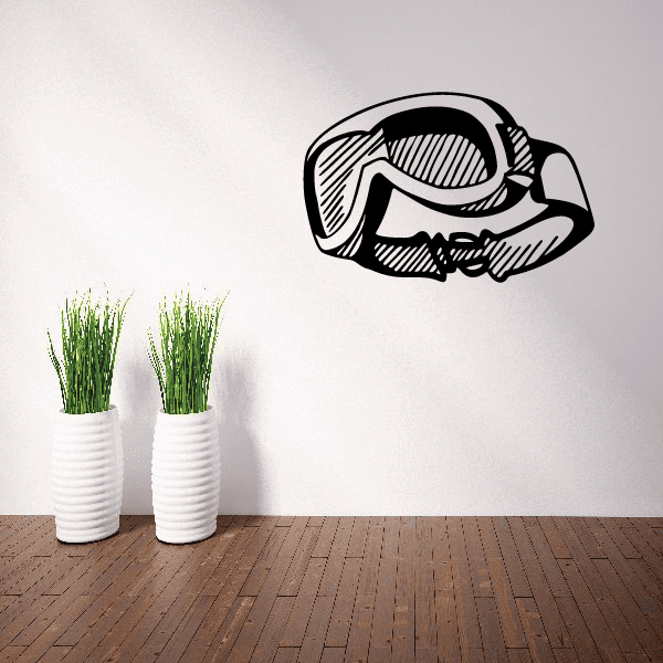 Snowboarding goggles wall decal vinyl sticker, black and white ski goggles graphic