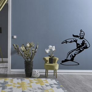 Black snowboarder wall decal with stylized carving stance silhouette