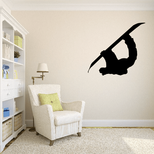 Snowboarding wall decal of black snowboarder silhouette