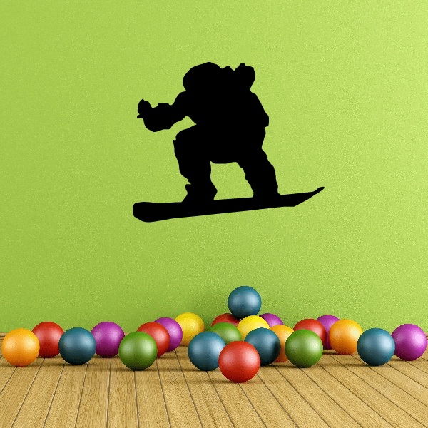 Snowboarding vinyl wall decal, black snowboarder silhouette on wall