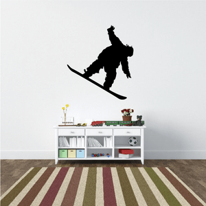Snowboarding wall decal vinyl sticker showing a black snowboarder silhouette