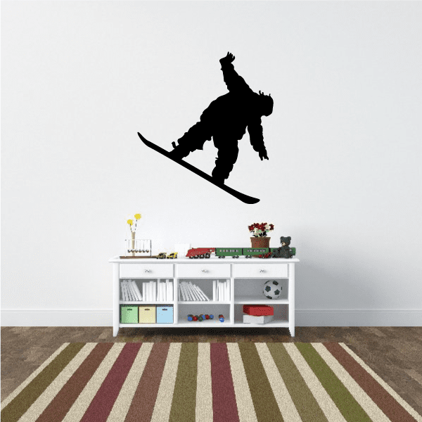 Snowboarding wall decal vinyl sticker showing a black snowboarder silhouette