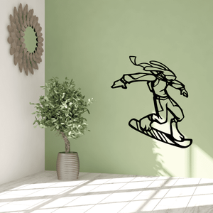 Snowboarding wall decal: black snowboarder outline vinyl sticker