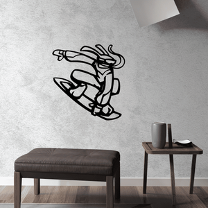 Snowboarding wall decal, black snowboarder figure in action pose