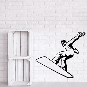 Snowboarding vinyl wall decal of black snowboarder silhouette