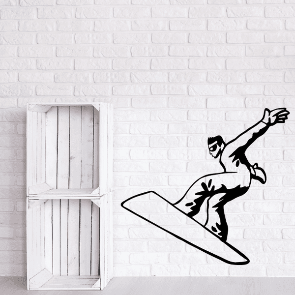 Snowboarding vinyl wall decal of black snowboarder silhouette