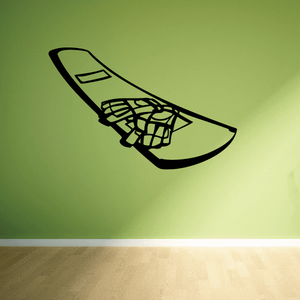 Snowboarding wall decal vinyl of a black snowboard with bindings