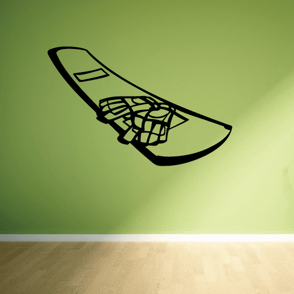 Snowboarding wall decal vinyl of a black snowboard with bindings
