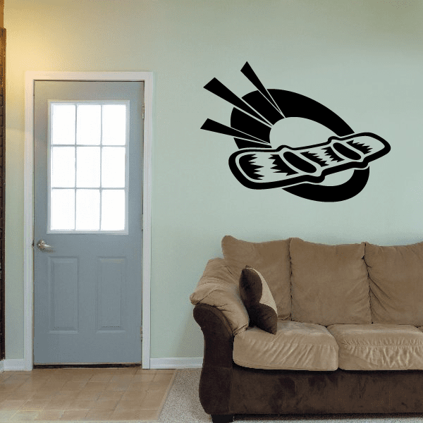 Snowboarding wall decal vinyl sticker with black snowboarder graphic and white accents