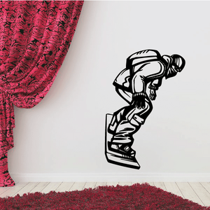 Snowboarder wall decal, black vinyl figure with snowboard