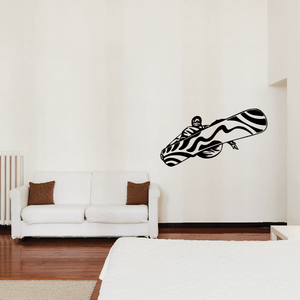 Zebra-striped snowboard vinyl wall decal