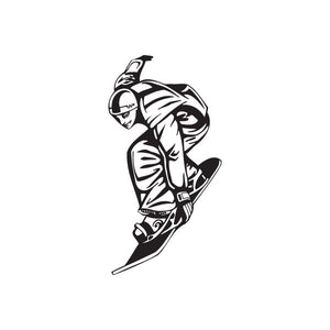 Snowboarder vinyl wall decal, black and white action graphic