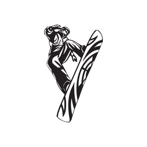 Snowboarding wall decal: black dog riding a snowboard vinyl sticker